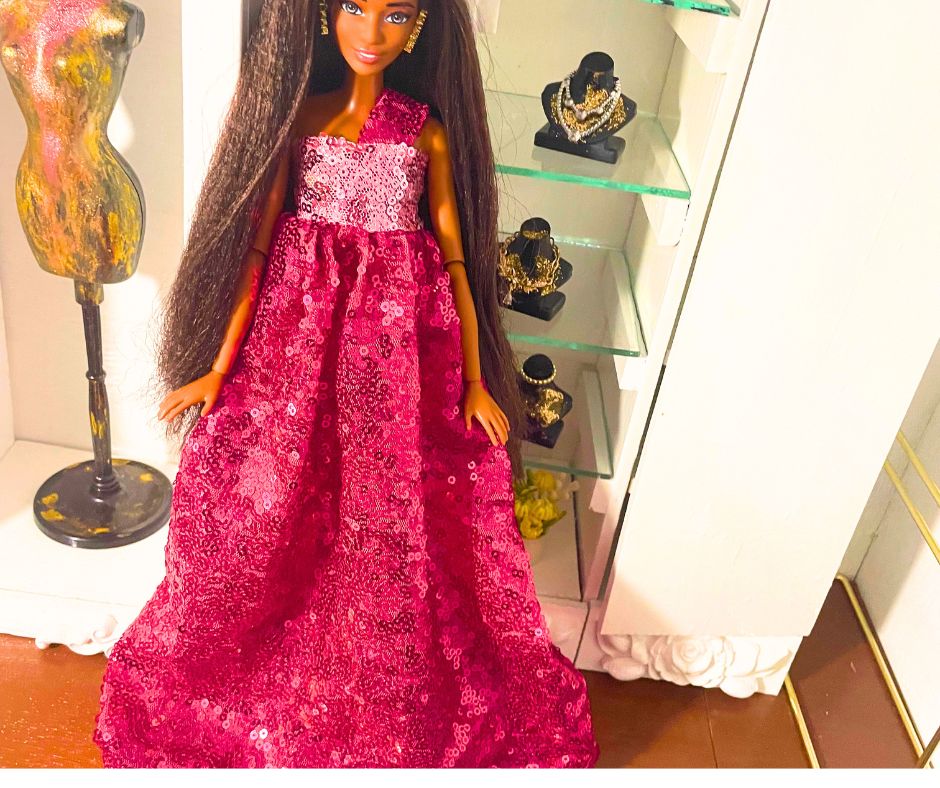 Free PDF Sewing Pattern & Tutorial – One-Strap Princess Gown for Fashion Dolls