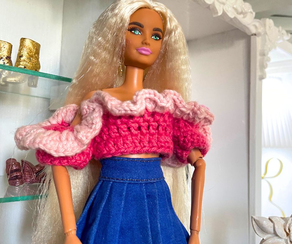 Fashion Doll Ruffle Off Shoulder Top Free Crochet Pattern
