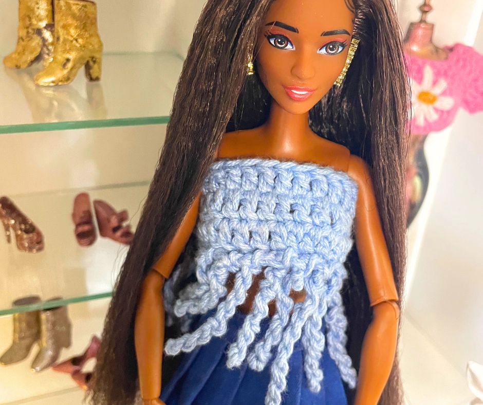 Fashion Doll Twisted Loop Fringe Tube Top – Free Crochet Pattern