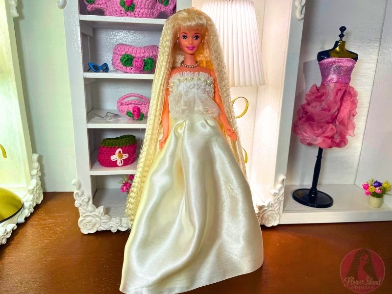 Pearl & Satin Bridal Fashion Doll Dress Free Sewing Pattern & Tutorial