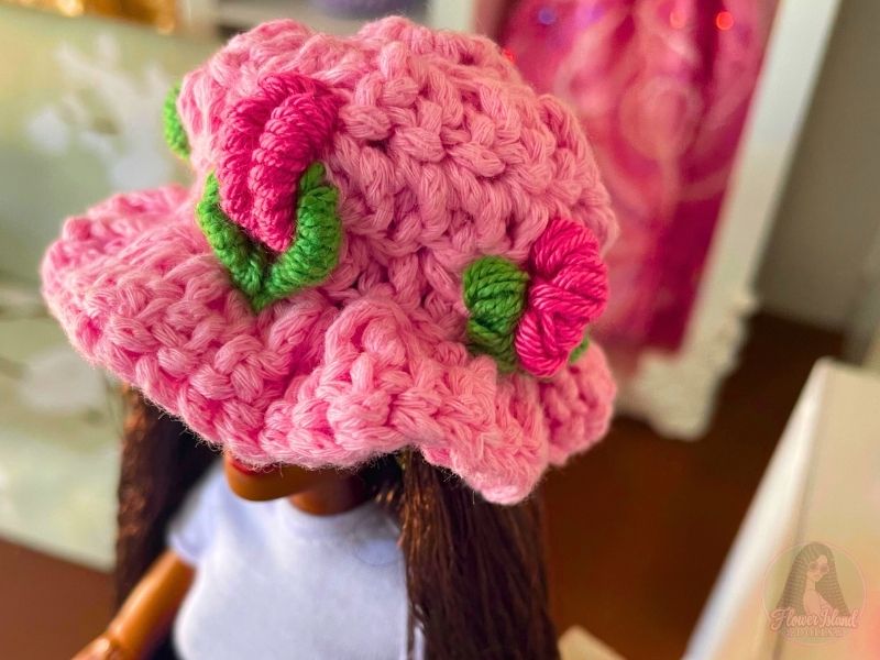 Embellished Rose Bud Fashion Doll Crochet Hat Free Pattern & Tutorial
