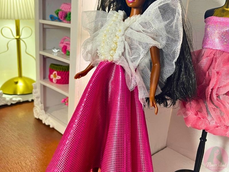 Sequin & Pearl Embellished Fashion Doll Gown Tutorial & Free Sewing Pattern