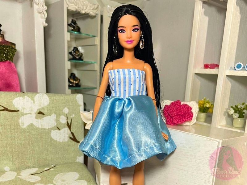 Elegant Striped & Satin Fashion Doll Dress Tutorial & Free Sewing Pattern
