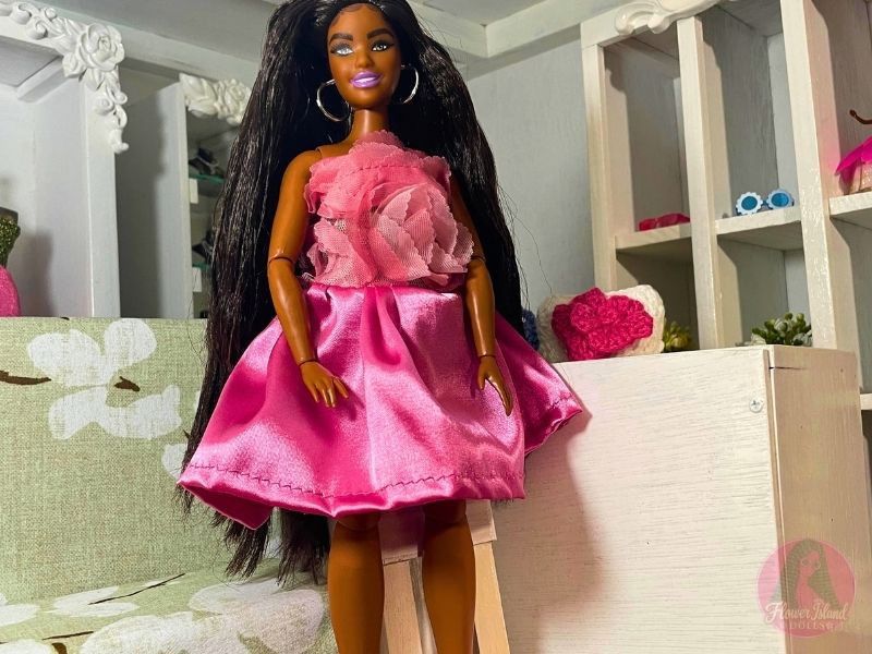 3D Rose & Satin Romantic Fashion Doll Dress Tutorial & Free Sewing Pattern